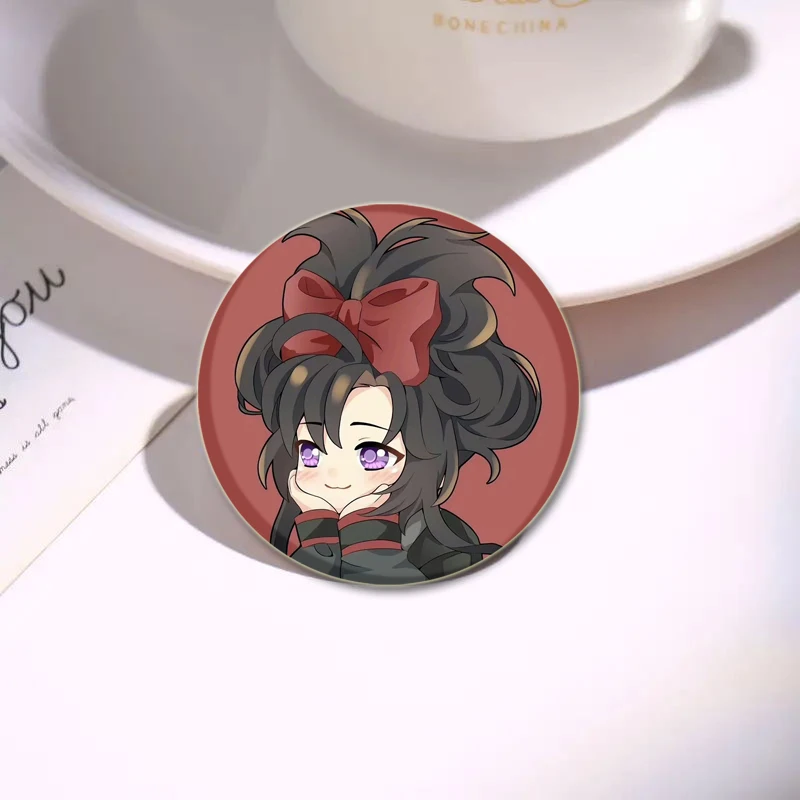 Anime Mo Dao Zu Shi HD Stampa Spilla Distintivo Figura di cartone animato Wei Wuxian Lan Zhan Spille con display rotondo Decorazione di gioielli Spilla