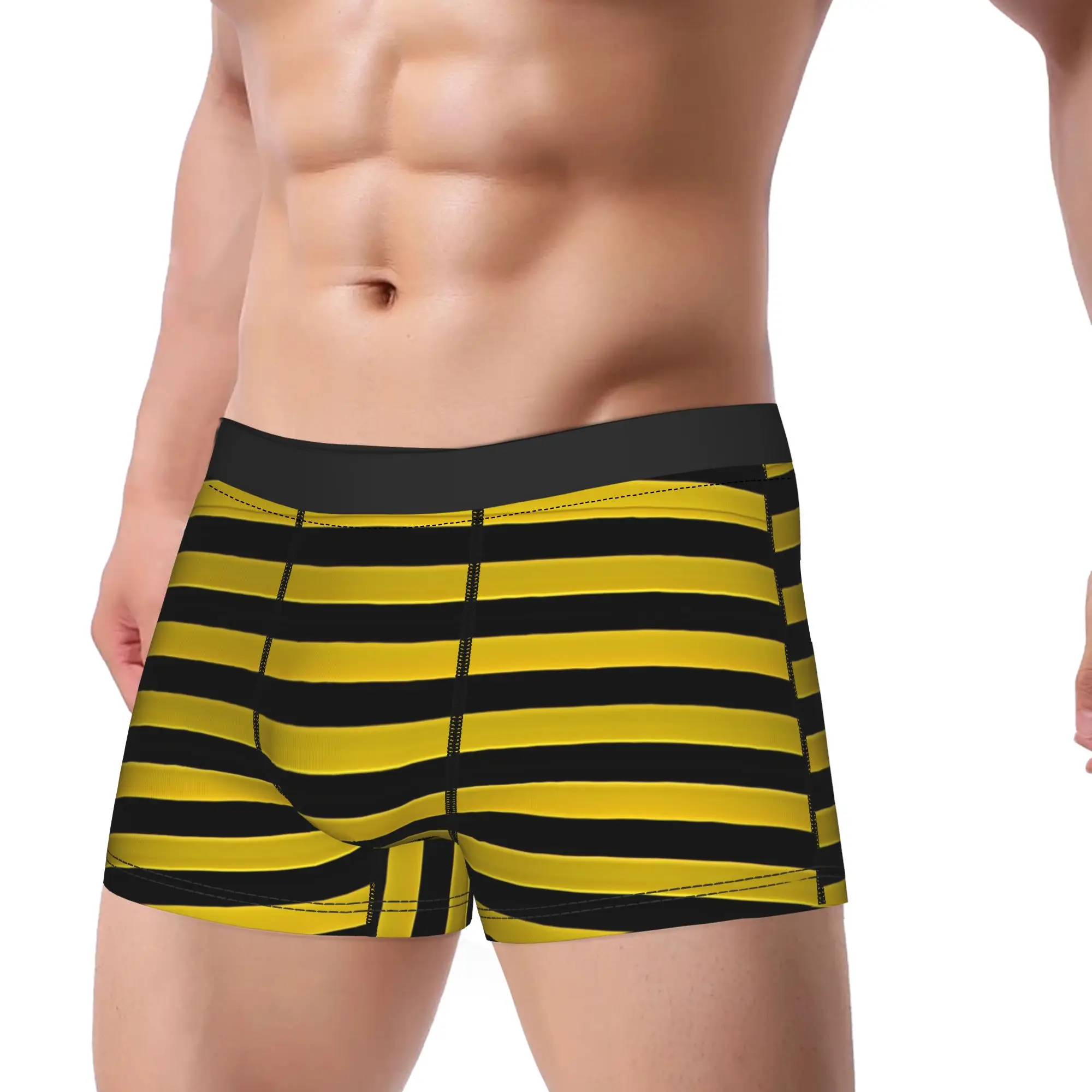1piece Yellow Black Stripes Seamless Pattern 0 2007 I Tough  Underpants Homme Panties Male Underwear Comfortable Shorts