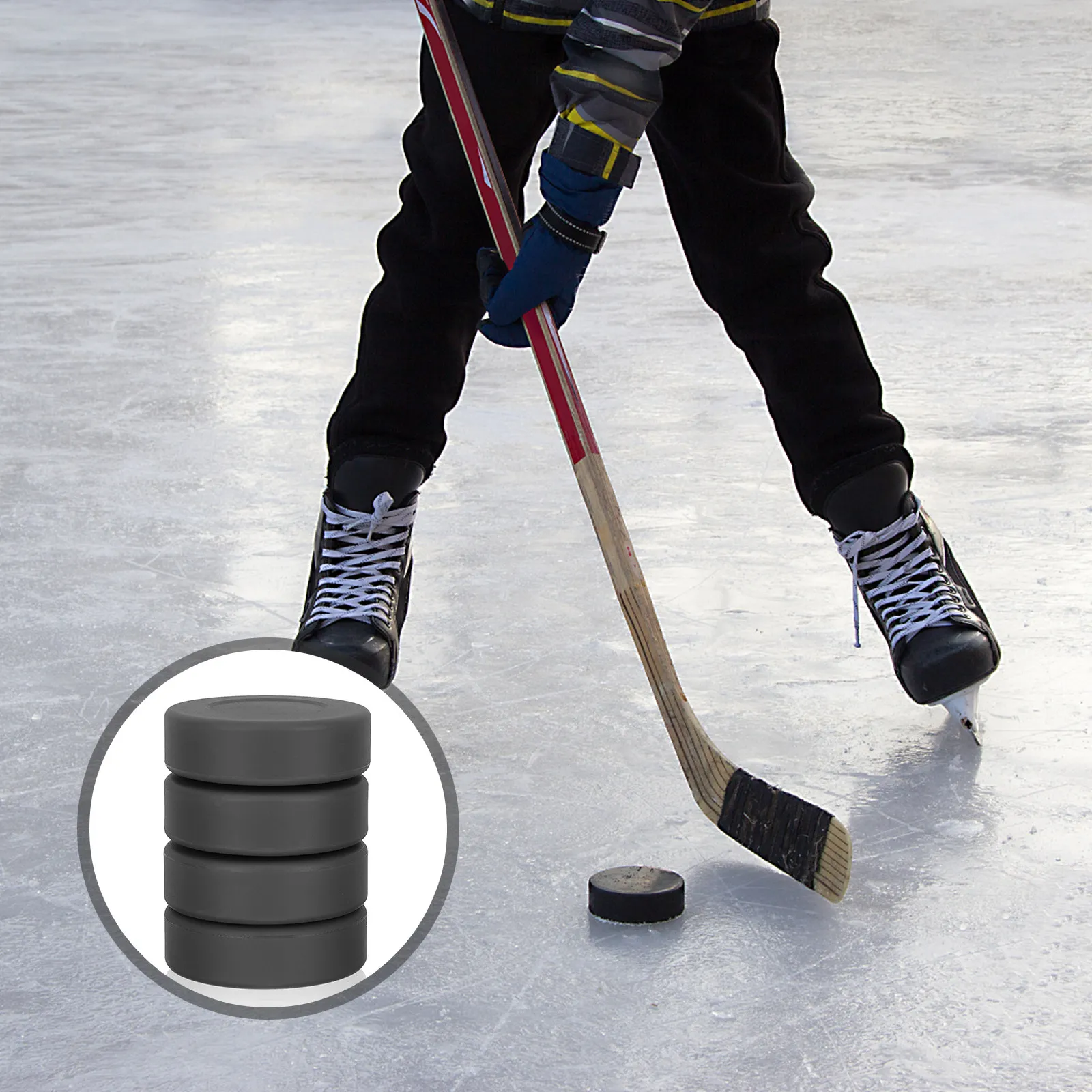 4Pcs Ice Hockey Training Pucks Rubber Hockey Practice Supplies Smooth Surface Low Friction Sliding Pucks for Game and Training