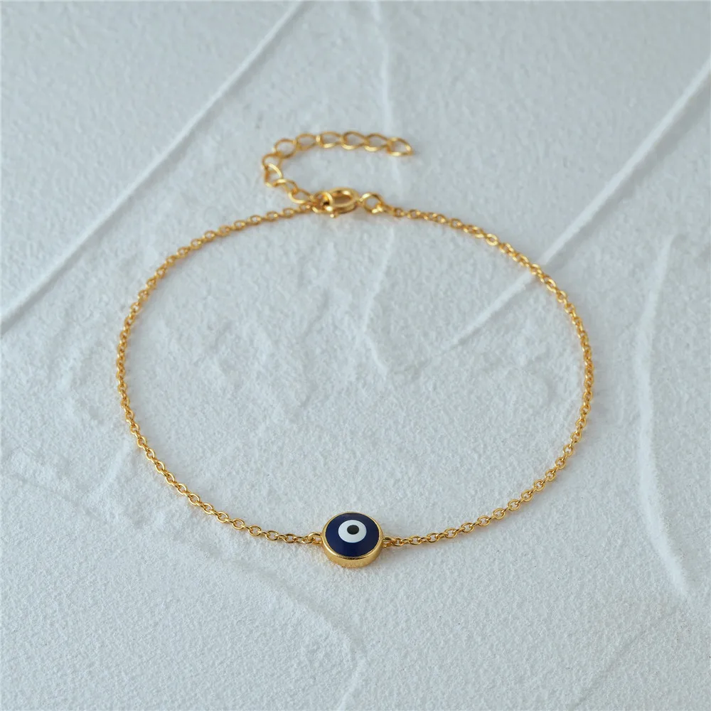 Aide 925 Sterling Silver Enamel Evil Eye Charm Bracelet For Women Minimalist Luxury Jewelry Adjustable Gold Chain Wedding Party