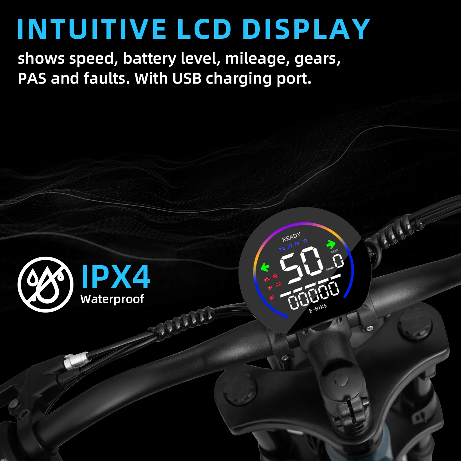 DEEPOWER QS7 دراجة كهربائية 1500 واط فرش السيارات الدراجة الكهربائية الجبلية 48 فولت 60AH بطارية ليثيوم سرعة 50 كم/ساعة الكبار على الطرق الوعرة Ebike #6