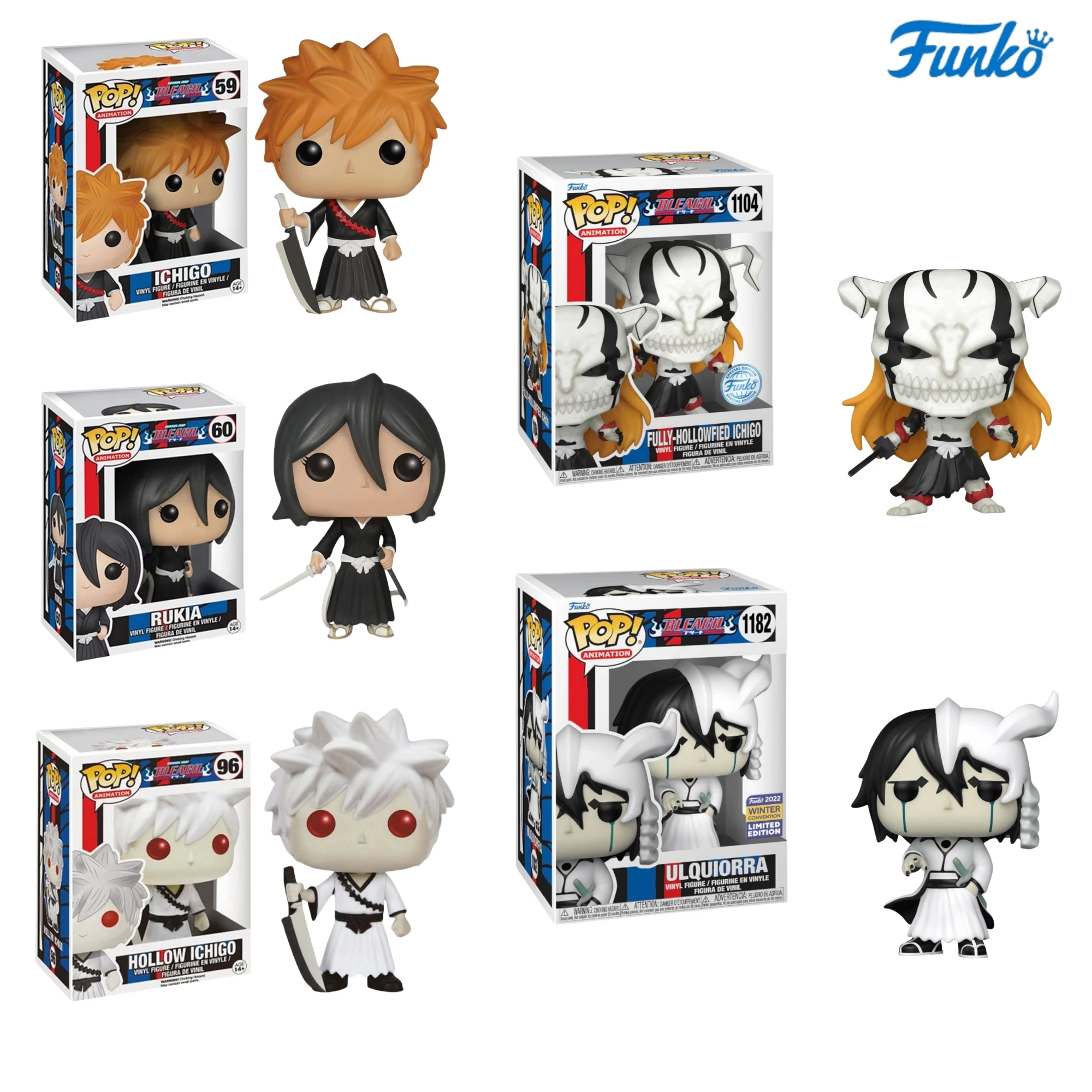 Funko Pop Figurine BLEACH Anime Figure Kurosaki Ichigo Hollowfication Kuchiki Rukia Action Figures Collect Decoration Model Toy