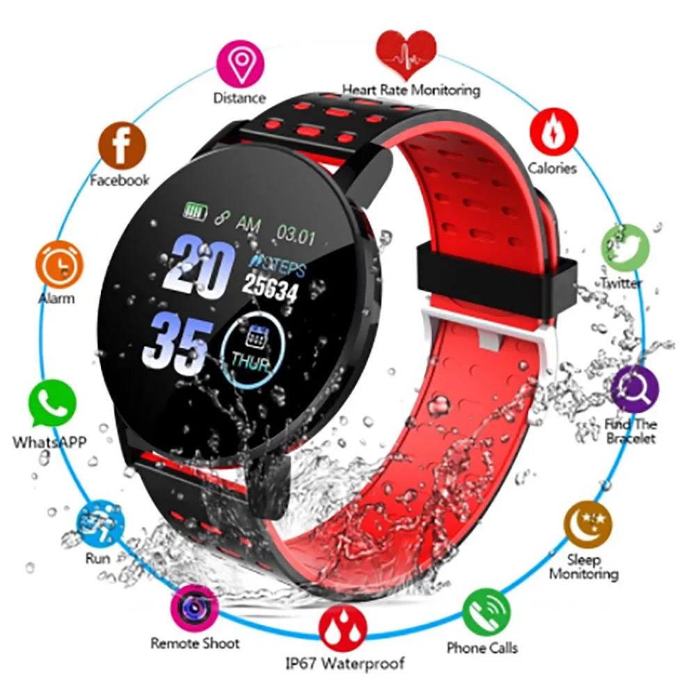 

119 Plus Men's Heart Rate Smart Bracelet Sports Watches Women's Waterproof Smartwatch 2024 Android Alarm Clock Wristband Watch