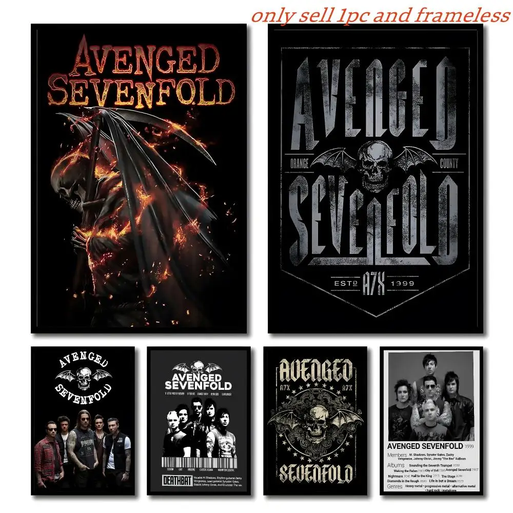 Rock Music A-Avenged Sevenfold Band Poster Self-adhesive Living Room Bedroom Party Bar Decor Moisture-proof Fade-resistant HD