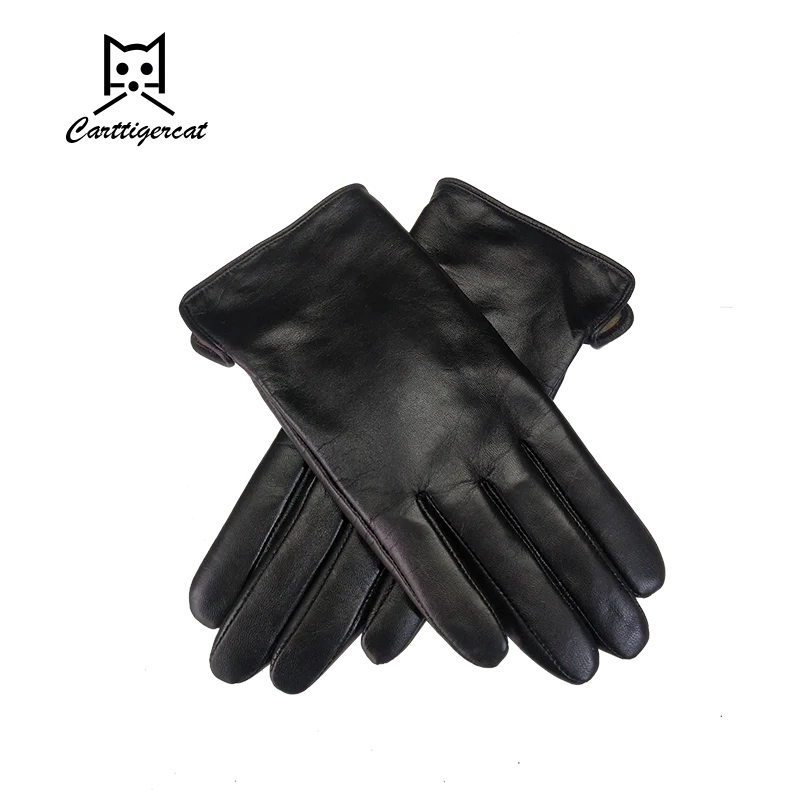 Gants en cuir véritable pour hommes, laine tricotée, peau de chèvre, écran tactile, conduite, coupe-vent, plus chauds, hiver, luxe, haute qualité