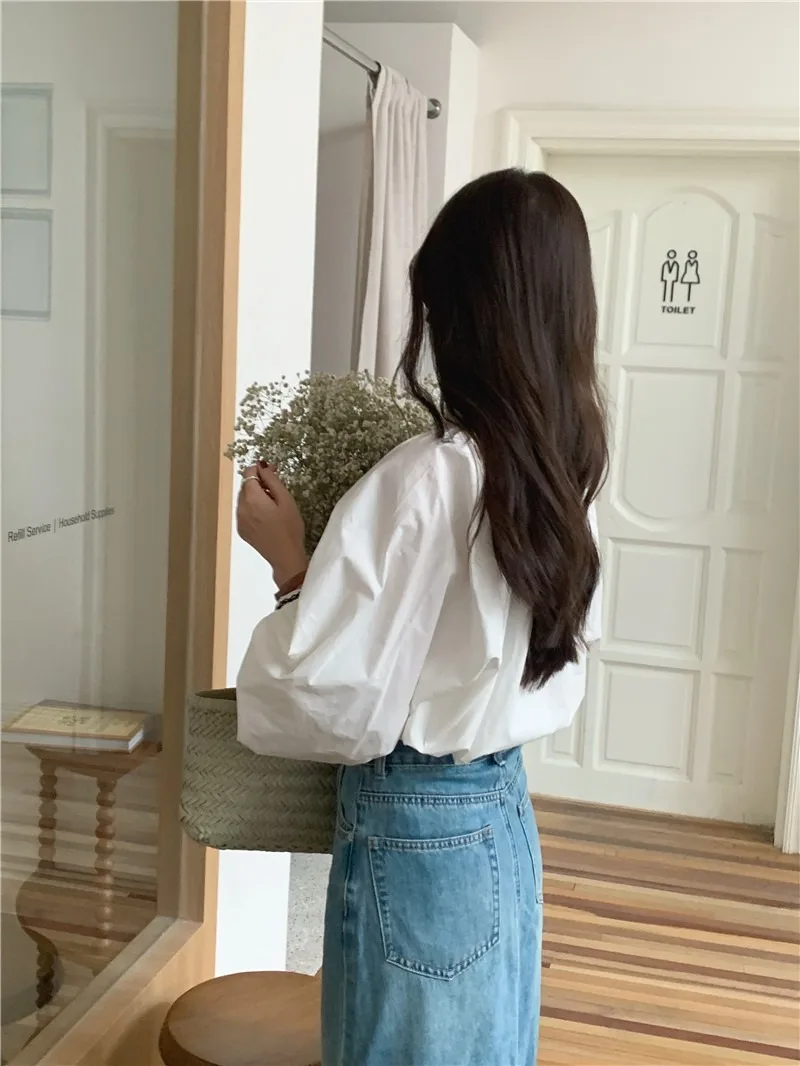 Summer Women Blouse Spring Shirt Female Woman Blouse Maxi Blusas Chiffon Casual Elegant Vintage Long Sleeve Oversize Loose White