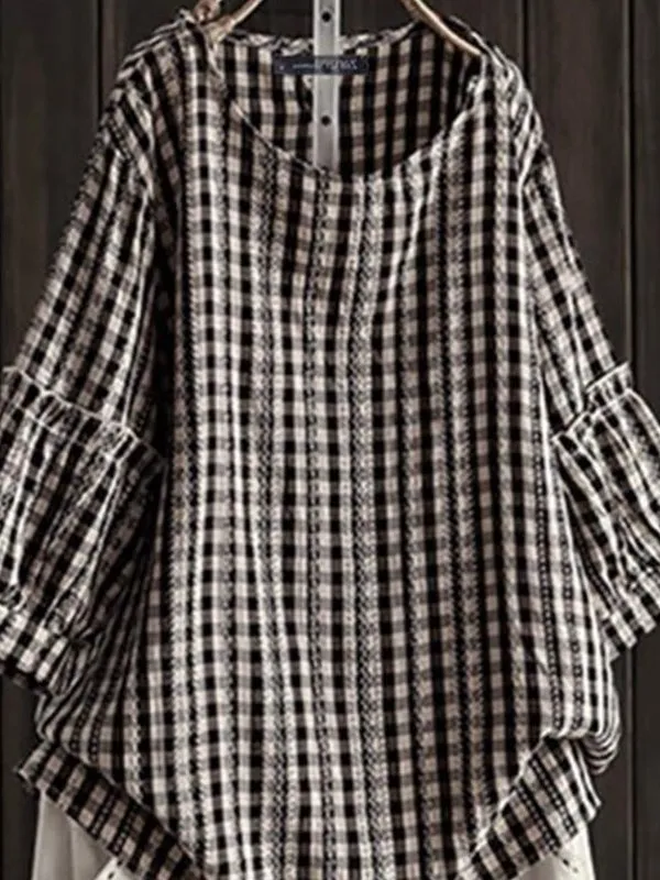 

New 2025 SpringSummer Casual Loose Bubble Printed irt Cotton Linen Material ort Sve Bubble Sve Faionable Women's Top