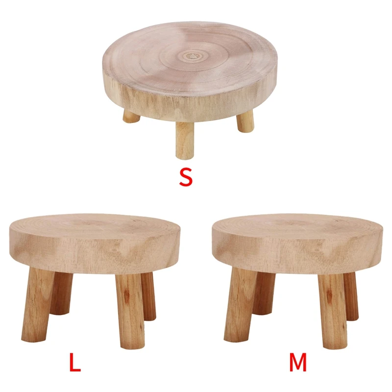 

Mini Wooden Stool Display Plant Stand Decorative Wood Plant Stool Bonsai Holder For Indoor Outdoor Home Garden