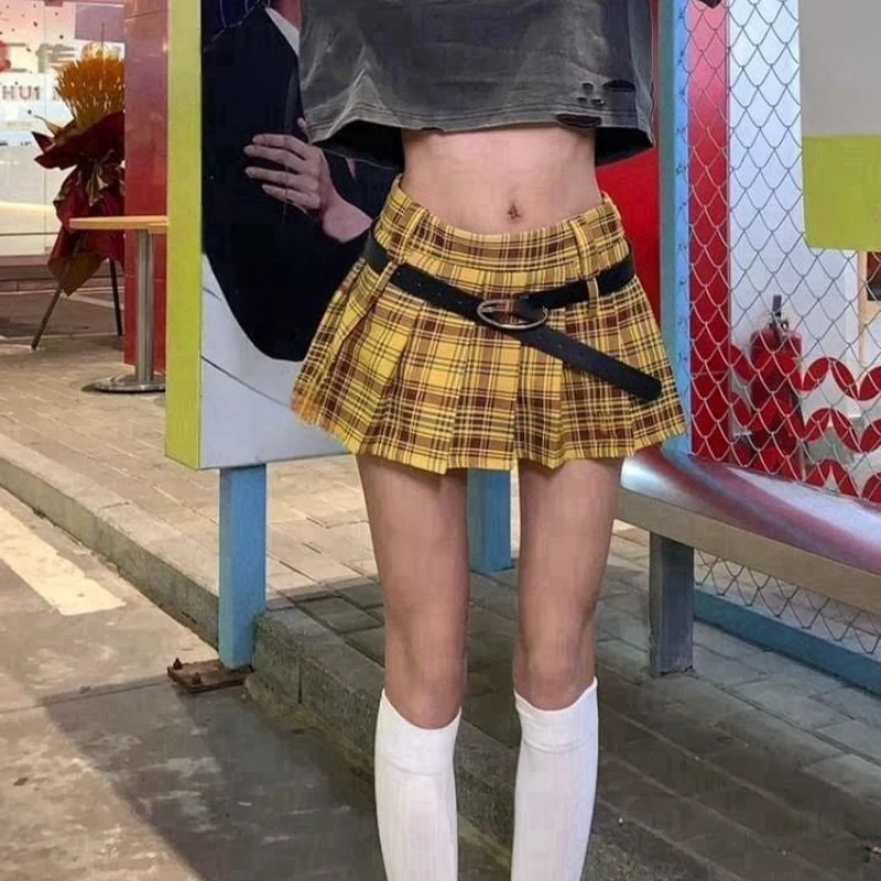 

Ретро клетчатый плиссированный дизайн, сексуальная юбка для девочек, трапециевидной формы в студенческом стиле