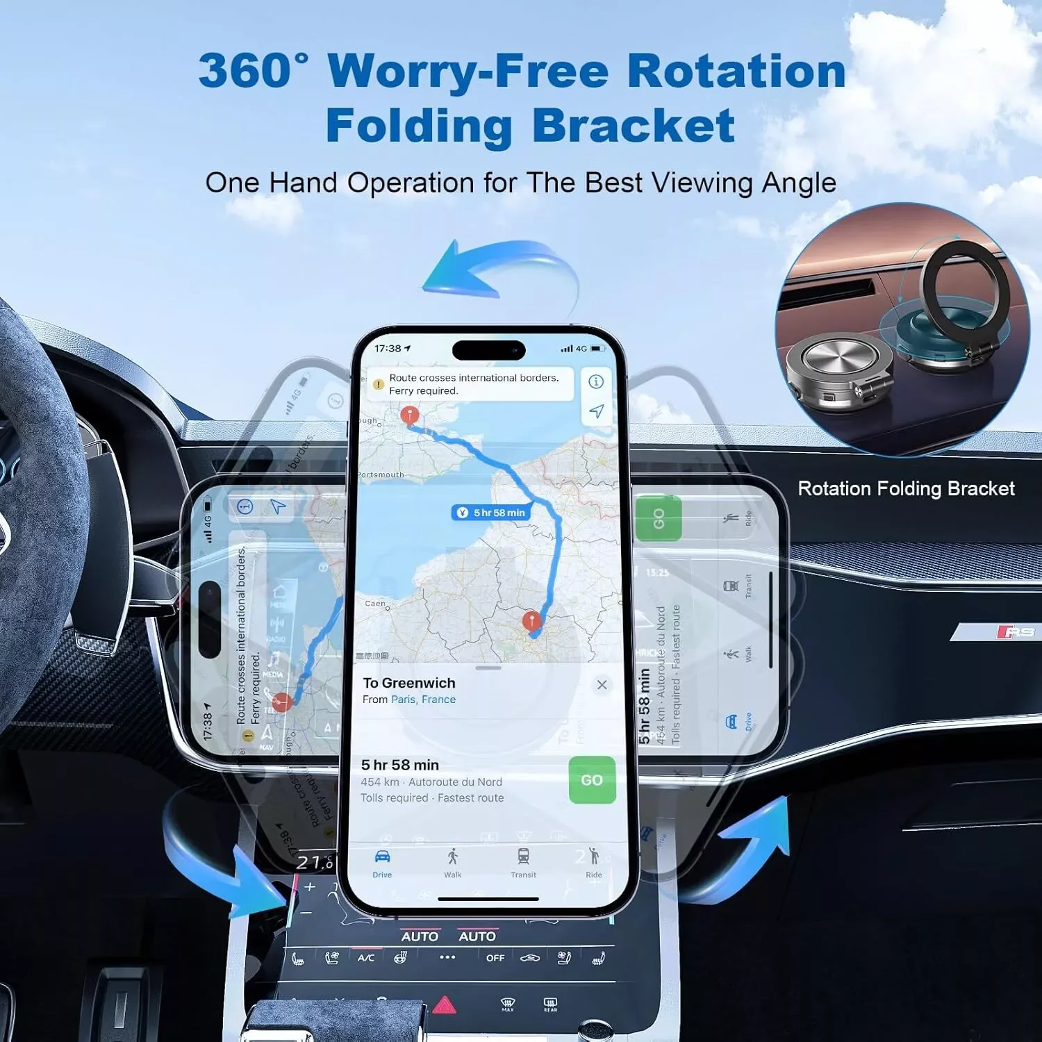 Magnetic Phone Holder Portable Vacuum 360&Amp;Deg; Rotation Phone Mount Secure Holder Mount For Windshield