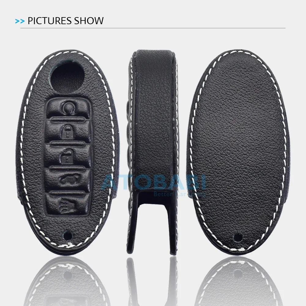 Leather Car Key Case Keychain For Nissan Altima Murano Maxima Patrol Armada Infiniti Q50 QX50 Q60 QX60 Smart Remote Fobs Cover