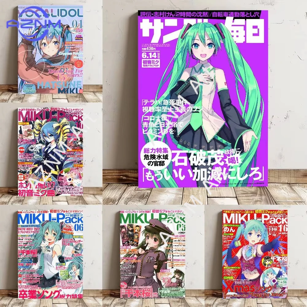 H-Hatsune Anime Miku Cartoon beautiful girl Anime Decorative y Gift Canvas Painting Wall Prints Picture for Room Home Decor