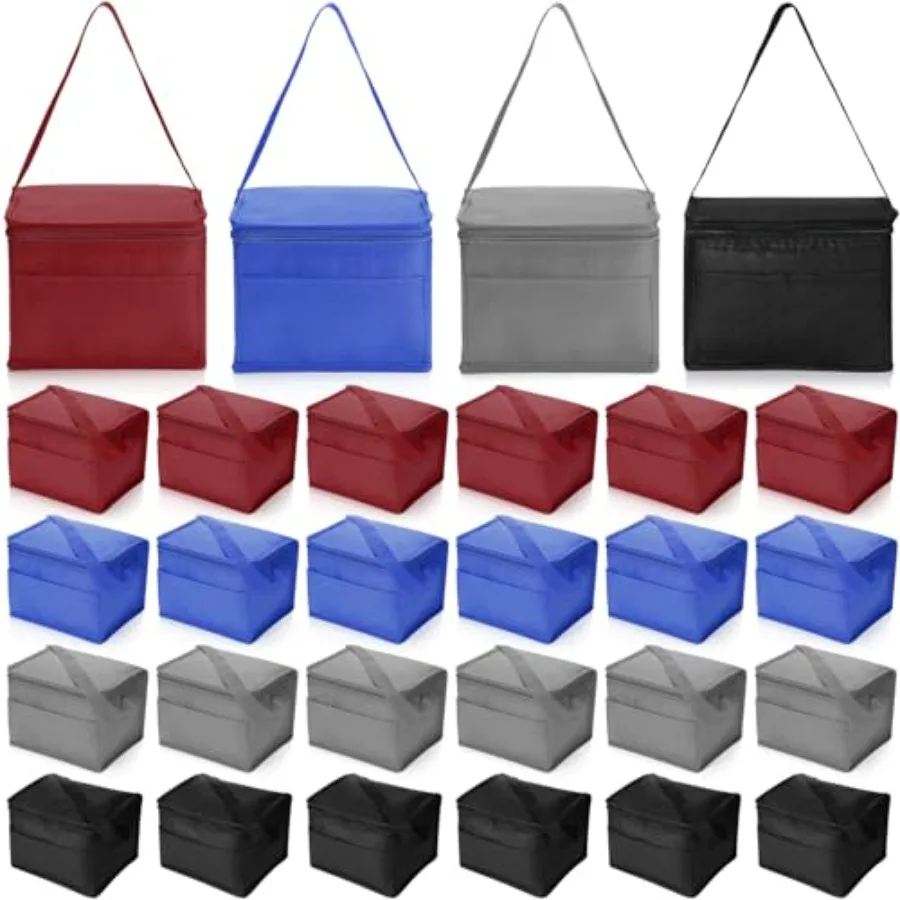 

40 Pcs Insulated Lunch Bags Bulk Reusable Cooler Tote Bags Leakproof Thermal Lunch Box Waterproof Freezable Bag Beverage Bag wi