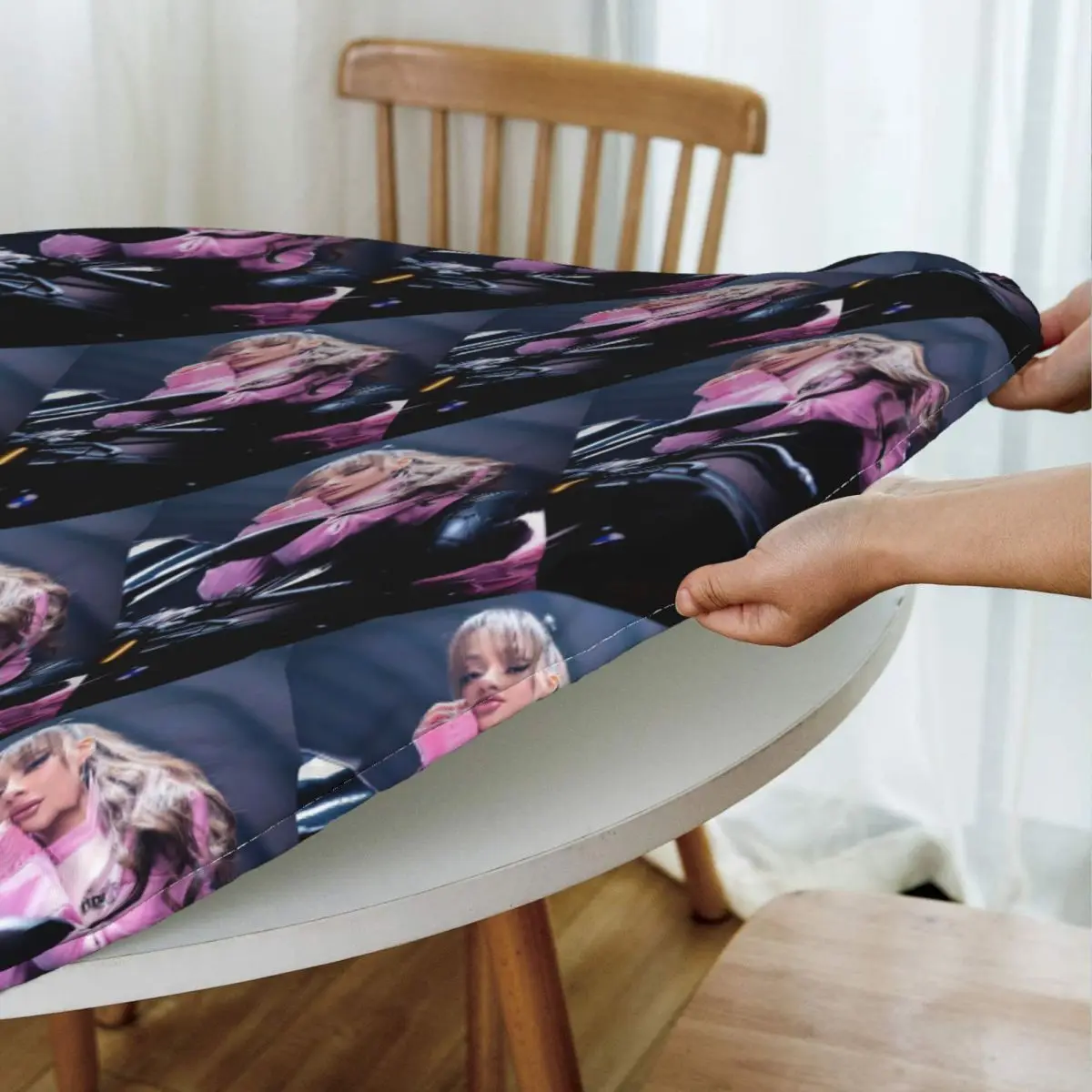 Ayliva Cool Singer Waterproof Round Tablecloth Oilproof Table Cloth for Kitchen Events Dining Table Cover