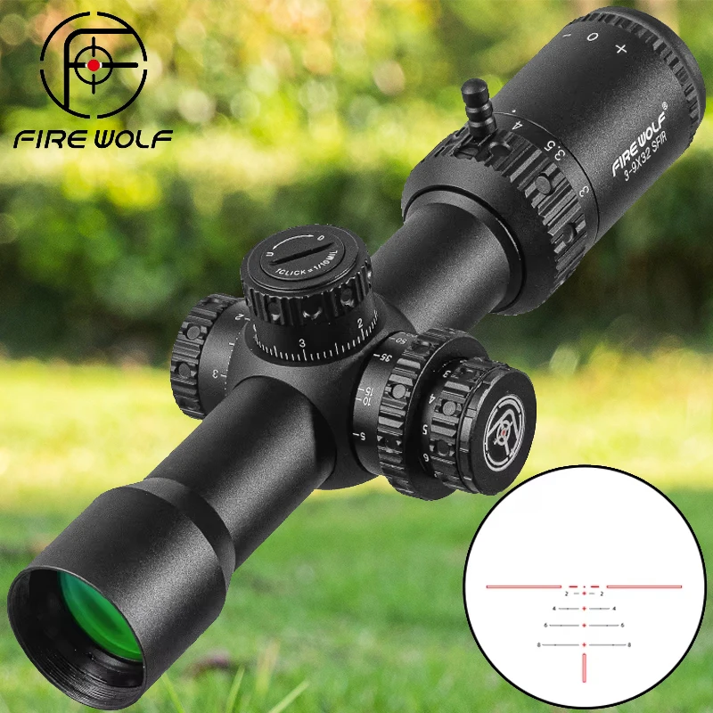 FIRE WOLF  New 3-9X32 SFIR Scope Tactical Riflescope Airsoft Sight PCP Spotting Hunting Optical Collimato Rifle Scopes