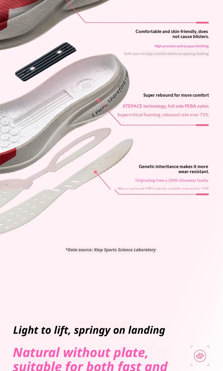 XTEP 2000km PRO Damen-Laufschuhe 2026 Frühling Gedämpfte Stabilität Komfort Leichte Damen-Sportschuhe 874218110043 – Detail 6