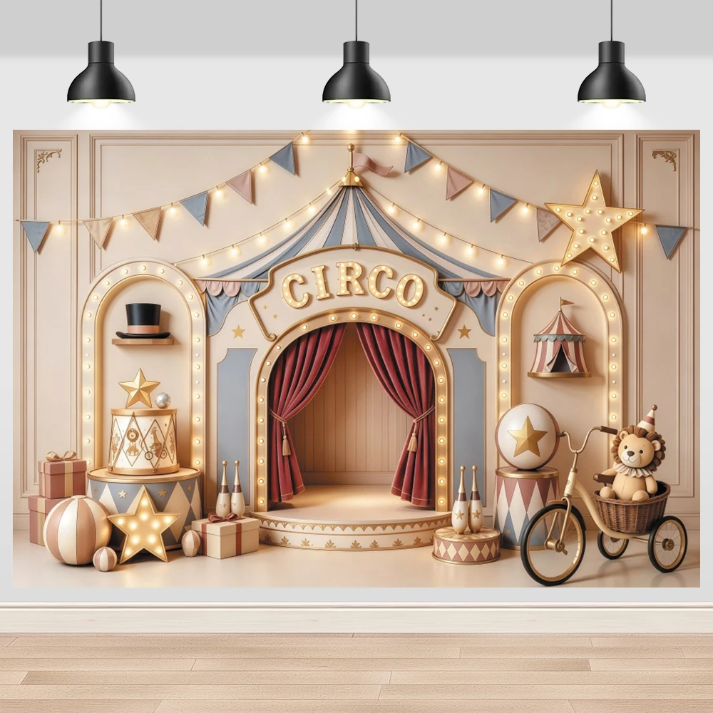 Yeele Photography Backdrop Circus Tent Hot Air Balloon Carousel Ferris Wheel Newborn Kids Birthday Party Photo Studio Background - view 4