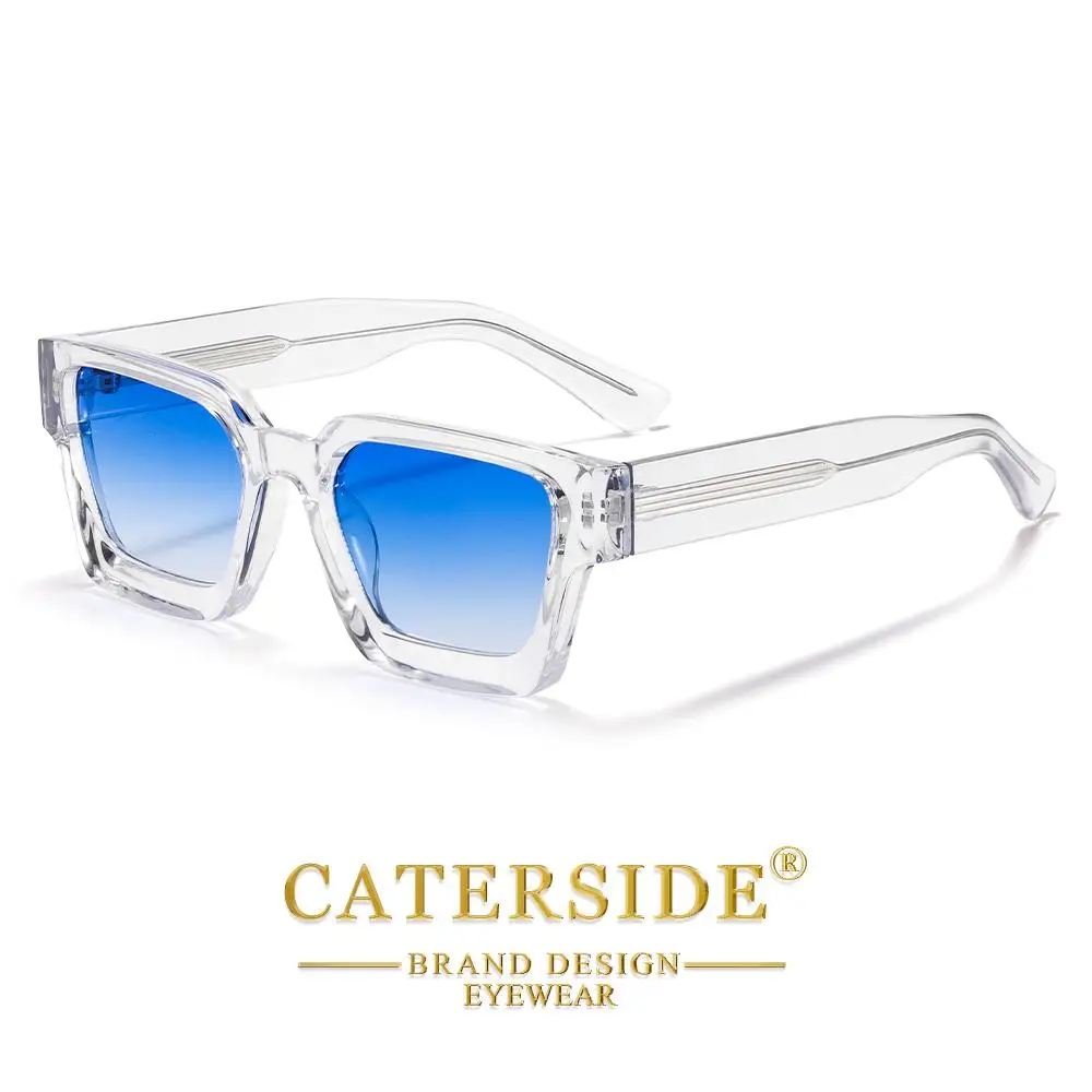 CATERSIDE Retro-Punk-Sonnenbrille für Herren mit dickem, quadratischem Rahmen, Farbverlauf-Design, für Damen, für Reisen, Business, Partys, unverzichtbare Brille, UV400 – Detail 9
