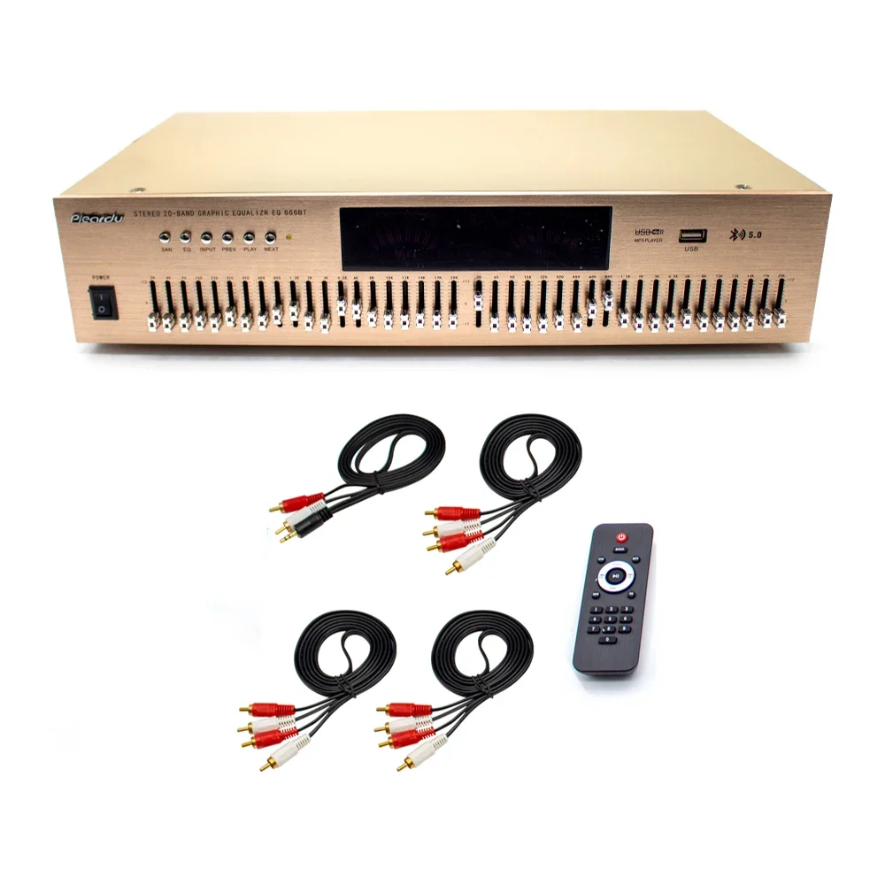220V 40 BAND 5.0 Lossless Bluetooth Card Stereo EQ Equalizer Tuner High School Bass Adjustable with Remote Control EQ666BT BB