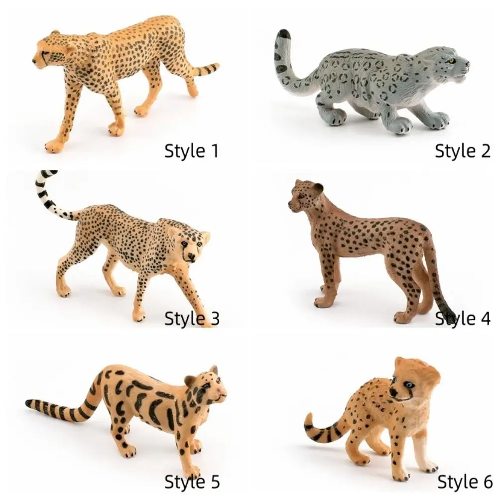 Realistici Leopard Action Figures Simulazione Ornamento Modello Leopardo delle nevi Educativo Miniature Cheetah Leopard Figure Decorazioni per la casa