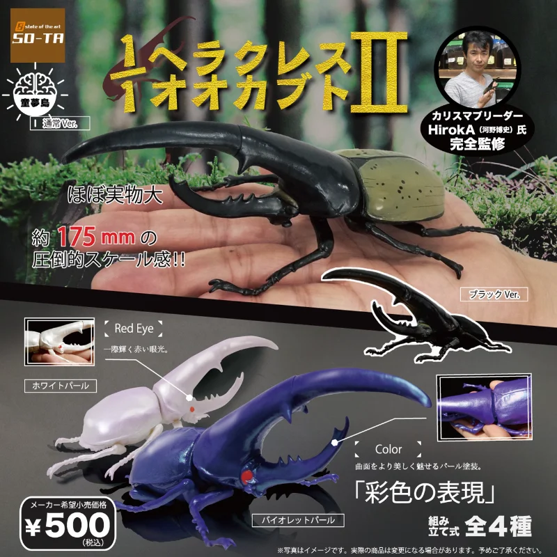 So-ta-cápsula de juguete Gashapon, criatura de insectos Kawaii, gran escarabajo de ciervo, Odontolabis, Cuvera, Linda figura de acción, regalo, 1/1