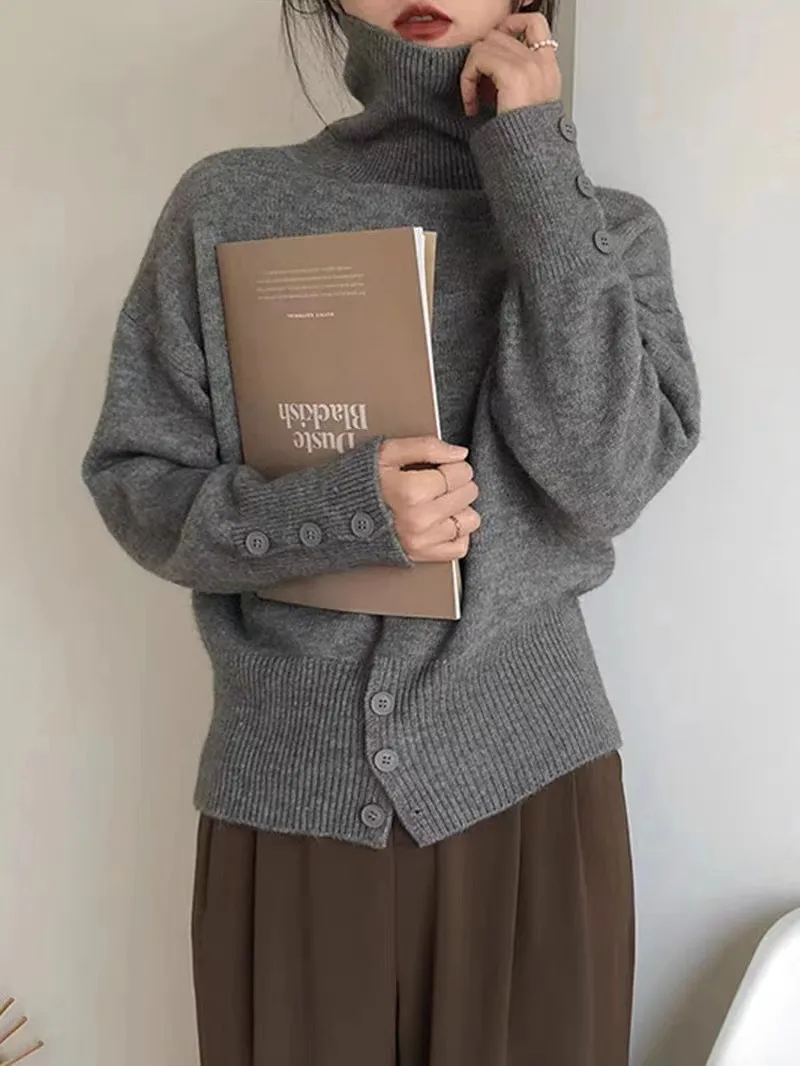 2026 Spring Autumn Cashmere Sweater Women's Knitted Sweater Half High Neck Soft Pullovers Long Sleeves Sweaters Pull Femme
