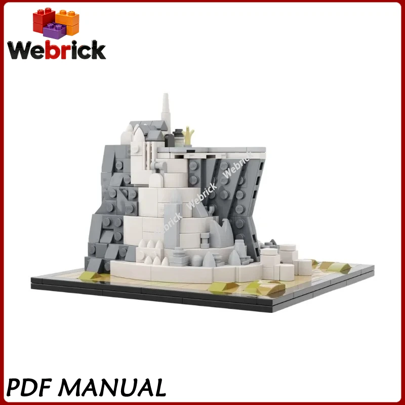 Tiered White Mountain Citadel MOC Bricks Set Seven Layer Cliff Fortress DIY Ancient Royal City Assembly Hobby Toy