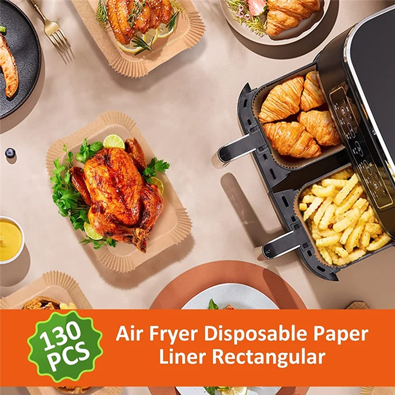 Air Fryer Liners กระดาษทิ้งสําหรับ Ninja Dual,200 ชิ้น Air Fryer Liners สี่เหลี่ยมผืนผ้า, air Fryer อุปกรณ์เสริม