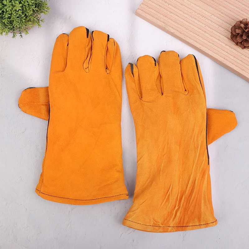 1Pair Heat-proof Metal Welding Protector Gloves Cowhide Flame-retardant Welding Work Gloves Mechanic Gloves Tools