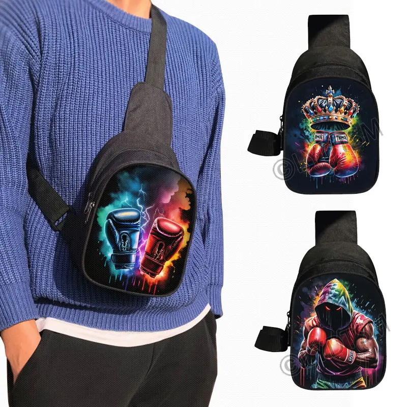 

Cool Boxer Pattern Chest Bag Boxing Gloves Women Crossbody Bags for Travel Fighting Shoulder Bags Key Phone Holder