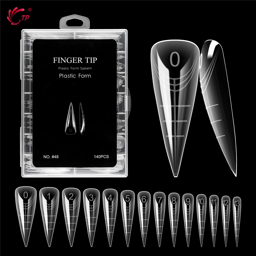 TP 70pcs/140pcs Clear Nail Dual Form Full Cover Nail Extension System Quick Building Gel Molds False Nail Tip Manicure Tools