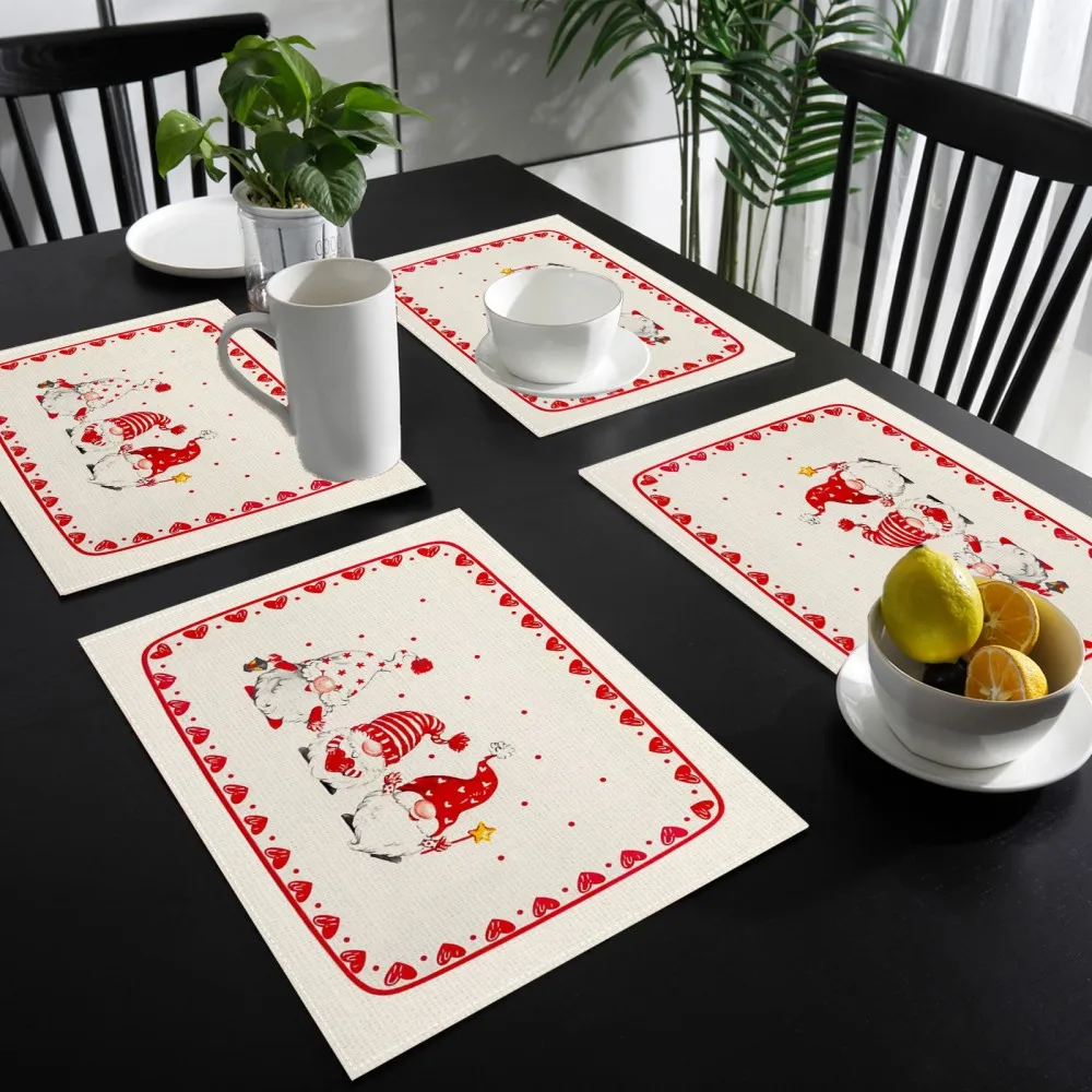 VIKAMA Cute Cartoon Santa Claus Placemat - Non-Slip, Washable, Heat-Resistant Table Mat, Happy New Year Festive Home Decor