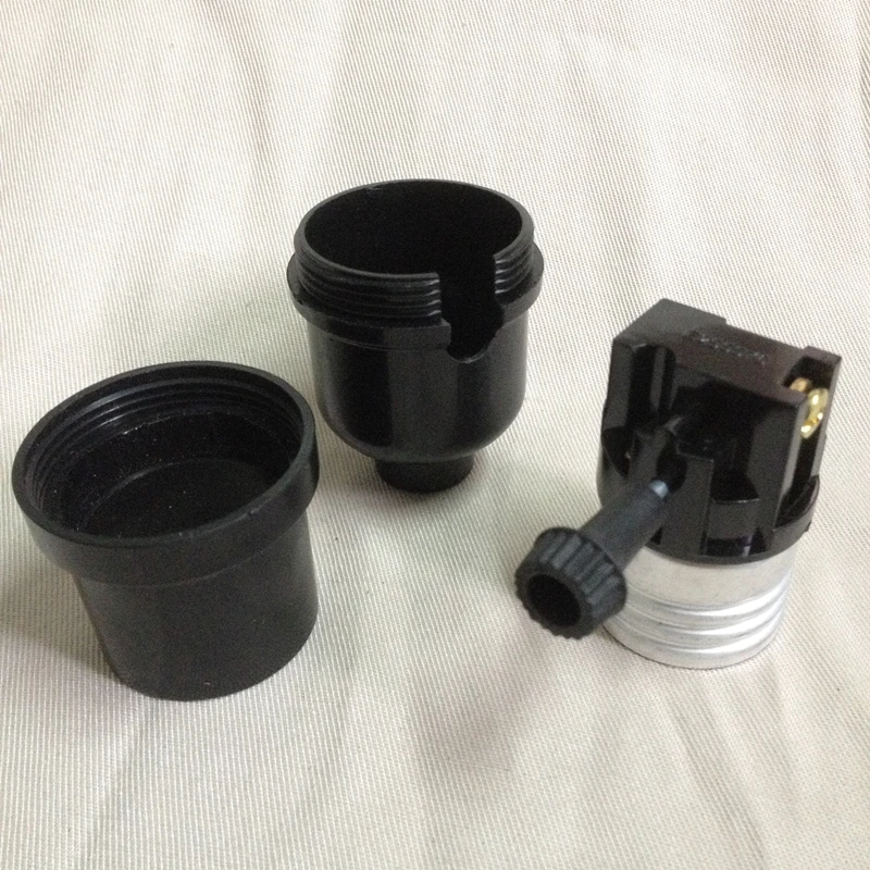 UL Bakelite Lamp Holder E26 Vintage Edison Spiral Bulb Base Zipper and Knob Switch Vintage Chandelier and Table Lamp Holder