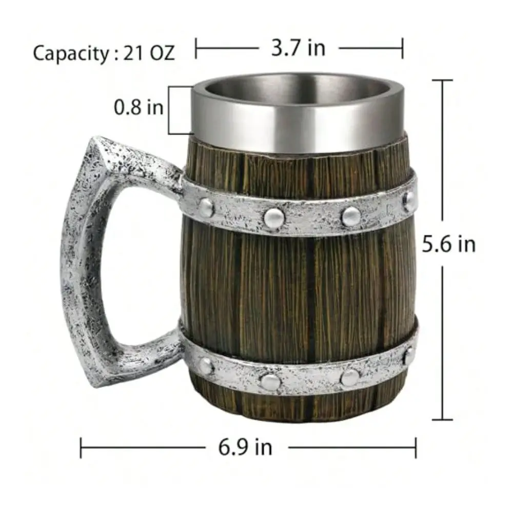 

Wooden Barrel Beer Mug Norse Decor Coffee Cup For Men Ideal Viking Gift 21oz Large Nordic Beverage Cup And Beer Stein Tankard U