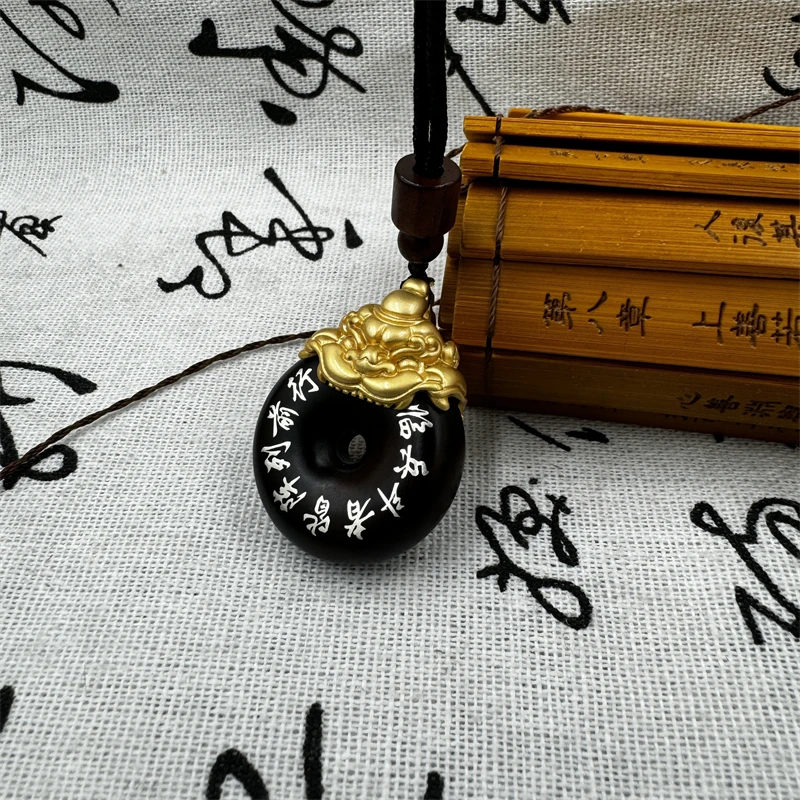Jujube pendant，inlaid with silver nine character mantra safety buckle, Pixiu safety buckle accessories, Feng Shui supplies
