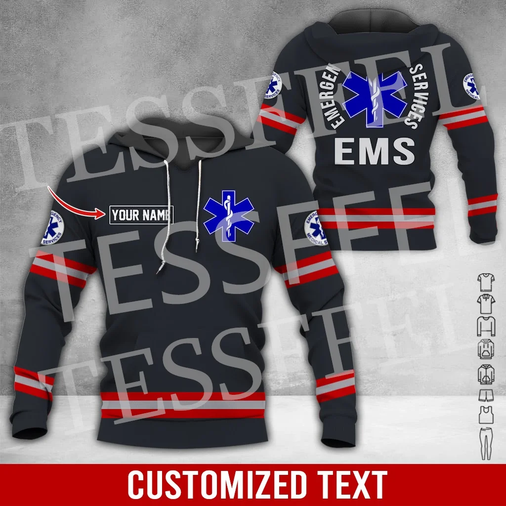 Custom Name Cosplay EMS EMT Medical Paramedic Nurse Worker Tattoo Retro 3DPrint Pullover Harajuku Jacket Casual Funny Hoodies 18