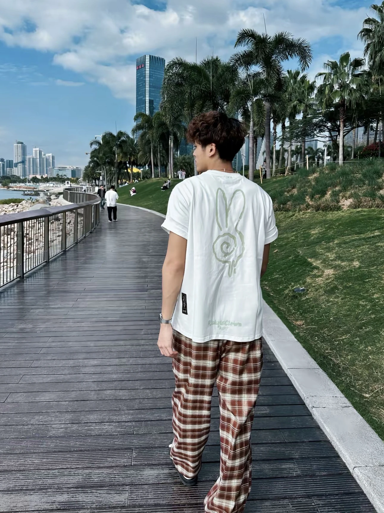 Plones de pierna ancha a cuadros con bloques de Color Retro americano para hombre y mujer, plón largo informal hoad...