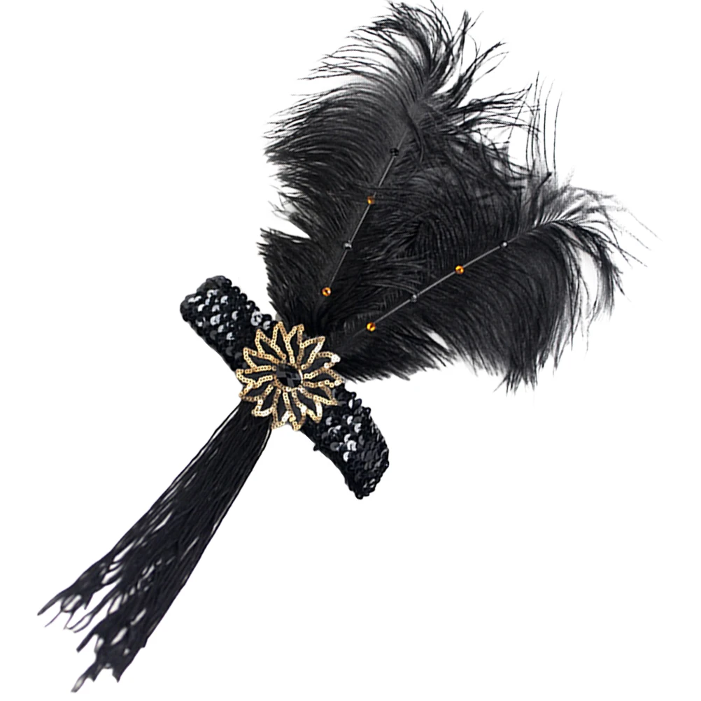

Headb 1920s Flapper Vintage Black Women Accessories Tassel Classic Elegant Design Wedding Cocktail Party Carnivals Horse