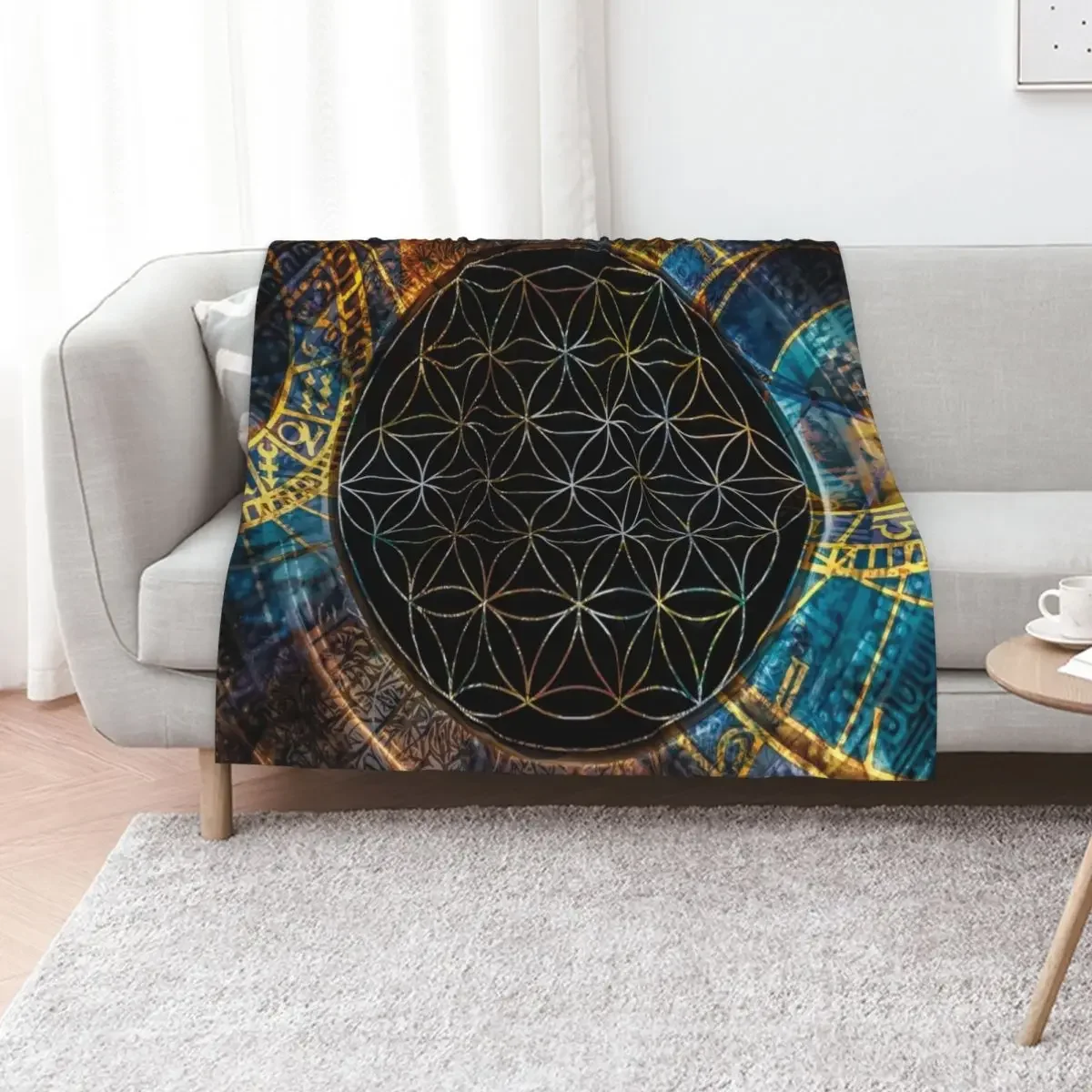 

Flower of Life Sacred Geometry Throw Blanket Luxury Throw For Decorative Sofa Soft Beds Custom Blankets