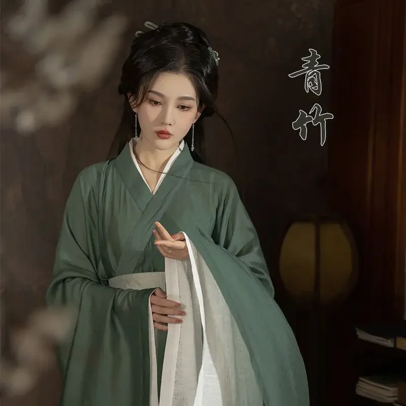 

Hanfu Dress Women Ancient Chinese Traditional Hanfu Set Female Cosplay Costume Summer Hanfu Green Jacket With White Dress Sets