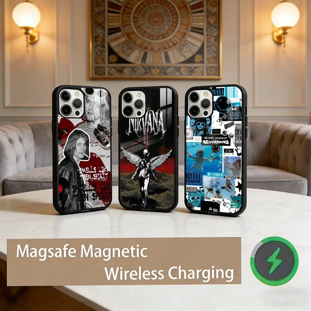 

K-Kurt N-Nirvana C-Cobain Phone Case For iPhone17,16,15,14,13,12,11 Plus,Pro Max Magnetic For Magsafe Wireless Charging