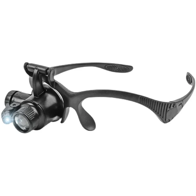 

25X Headset Magnifier with LED - 4 Interchangeable Lenses for Clock Jewelery Antique Repair Loupe 9892F