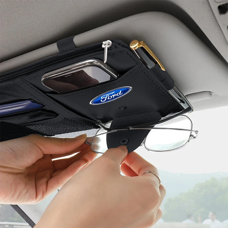 Car Sun Visor Point Type Multi-function Storage Bag Car Accessories For Ford Fiesta EcoSport Ranger Mondeo Mustang FOCUS 2 3 4