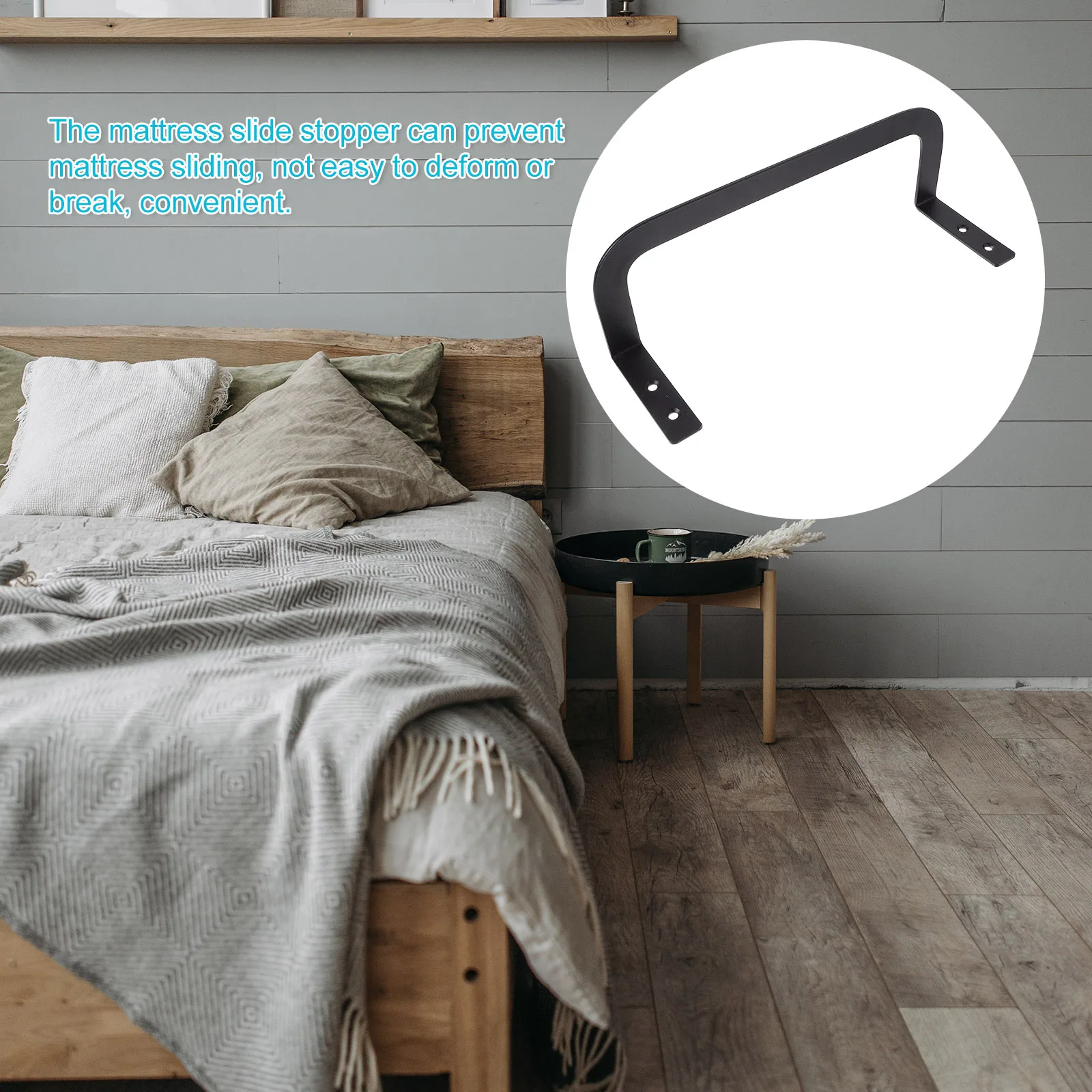 Mattress Slide Stopper Black Iron Brackets Prevent Sliding Reliable Easy Install Various Sizes Types Bed Stabilizer