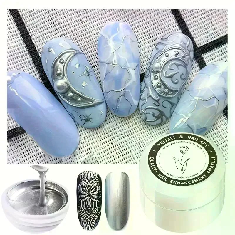 2Pcs Metallic Painted Gel Nail Polish 3D Professional Elastic Painted Glue Varnish Lacquer Drawing Glue Nail Art Decoration