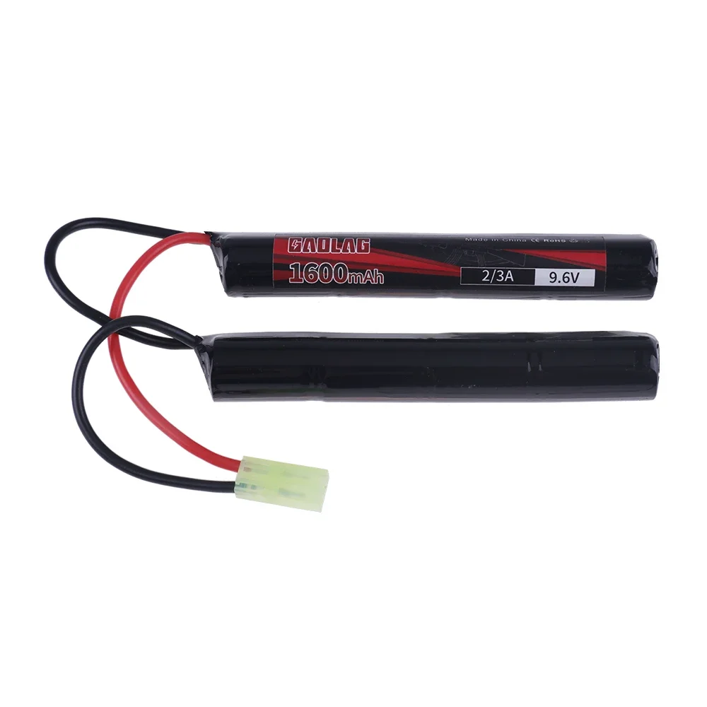 8S 2/3A NIMH 9.6v 1600mAh Butterfly NunChuck Battery Pack with Mini Tamiya Connector for Airsoft Guns MP5 M4 G36C M110 SR25 M249
