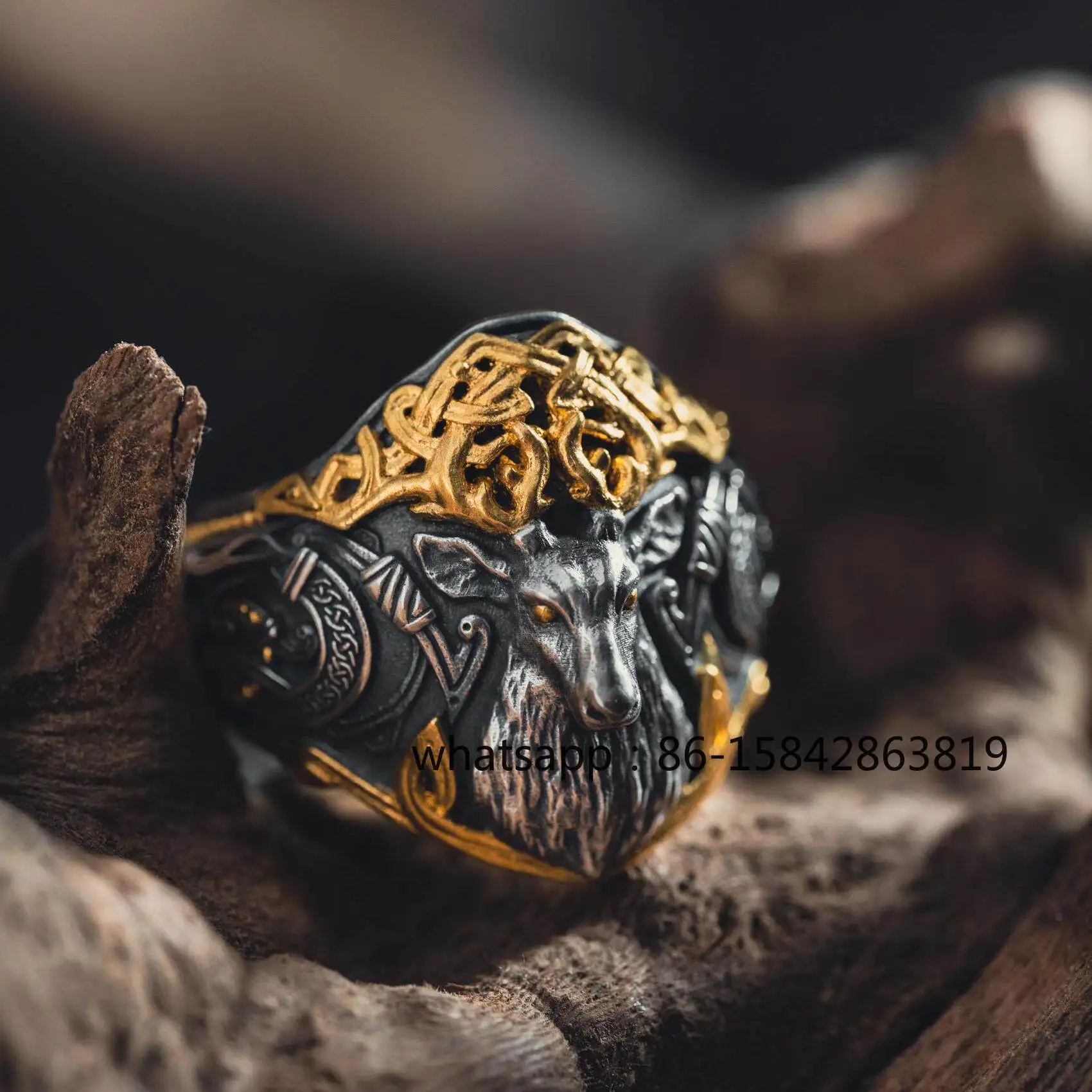 Celtic Spirit Deer Ring 24k Pack, Handmade Silver Ring Niche