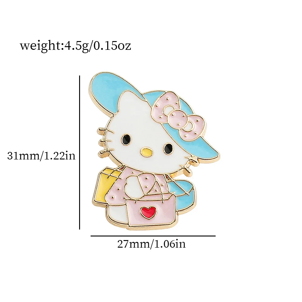 Sanro broche de Hello Kitty, Mymelody, Cinnamoroll, figuras de acción de Anime, broche de esmalte de Metal, adornos de mochila de dibujos animados, regalos para niños