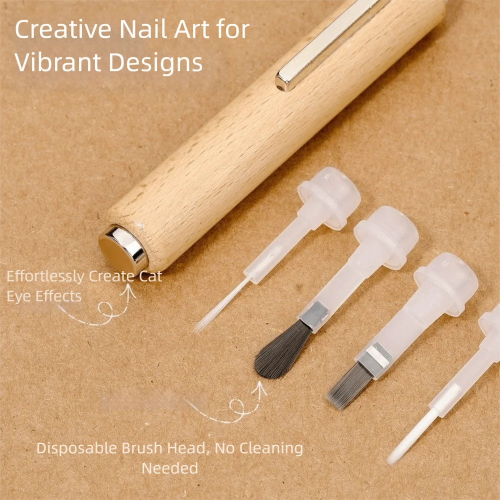 Testine intercambiabili Set di strumenti per penna per unghie 3 in 1 Pennello per nail art con forte magnete multifunzionale Strumento per manicure facile per manicure