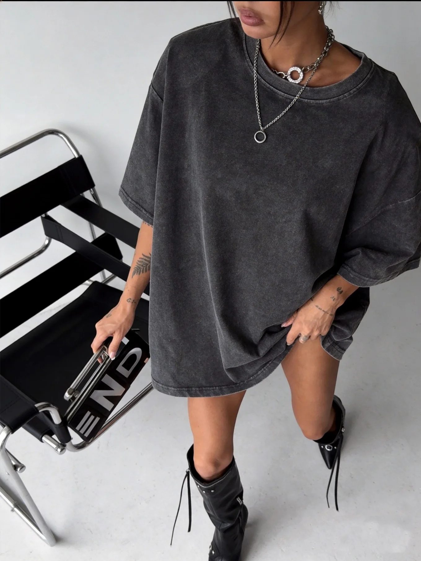 2026 Summer New Women's Heavy Duty Washed Short Sleeves, Street Style, Fashion Trend Brand, Avant Garde Spicy Style